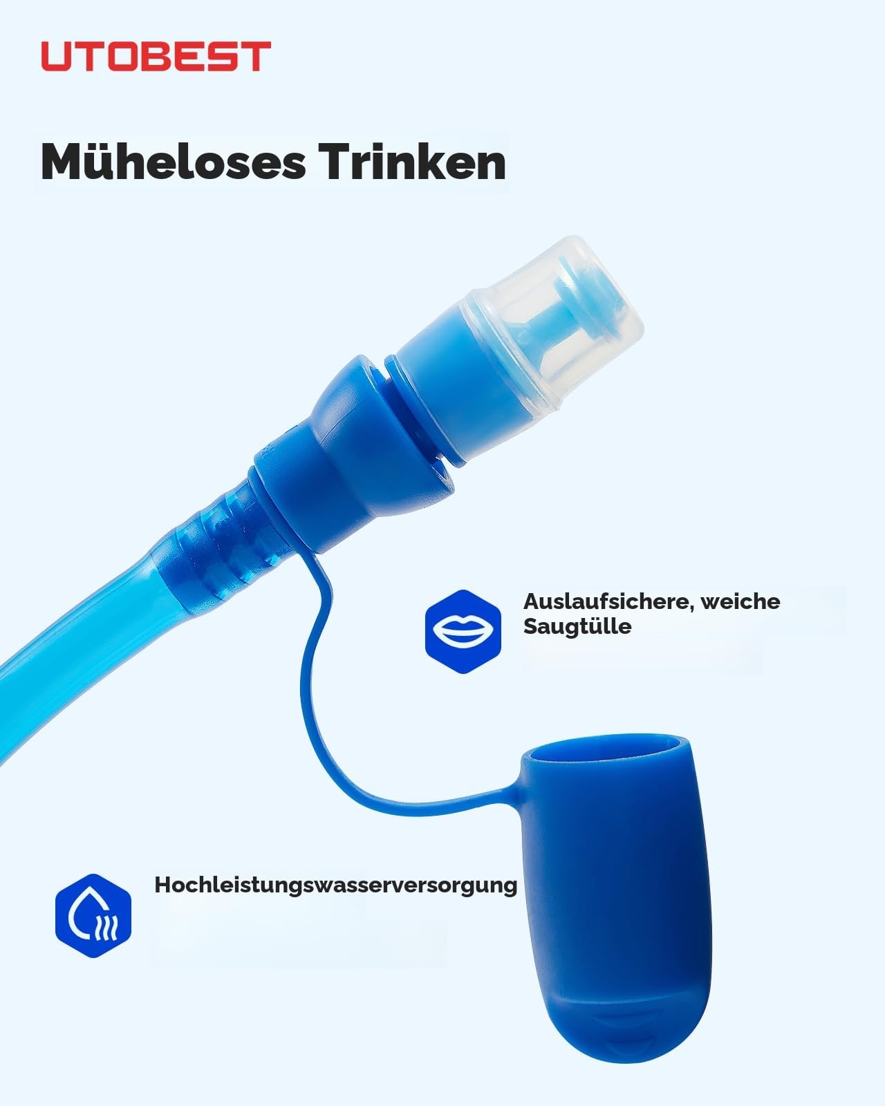 UTOBEST Trinkblase 1L/1,5L/2L/3L Wasserblase für Trinkrucksack, BPA-frei Auslaufsicher Wasserreservoir für Laufen, Wandern, Radfahren