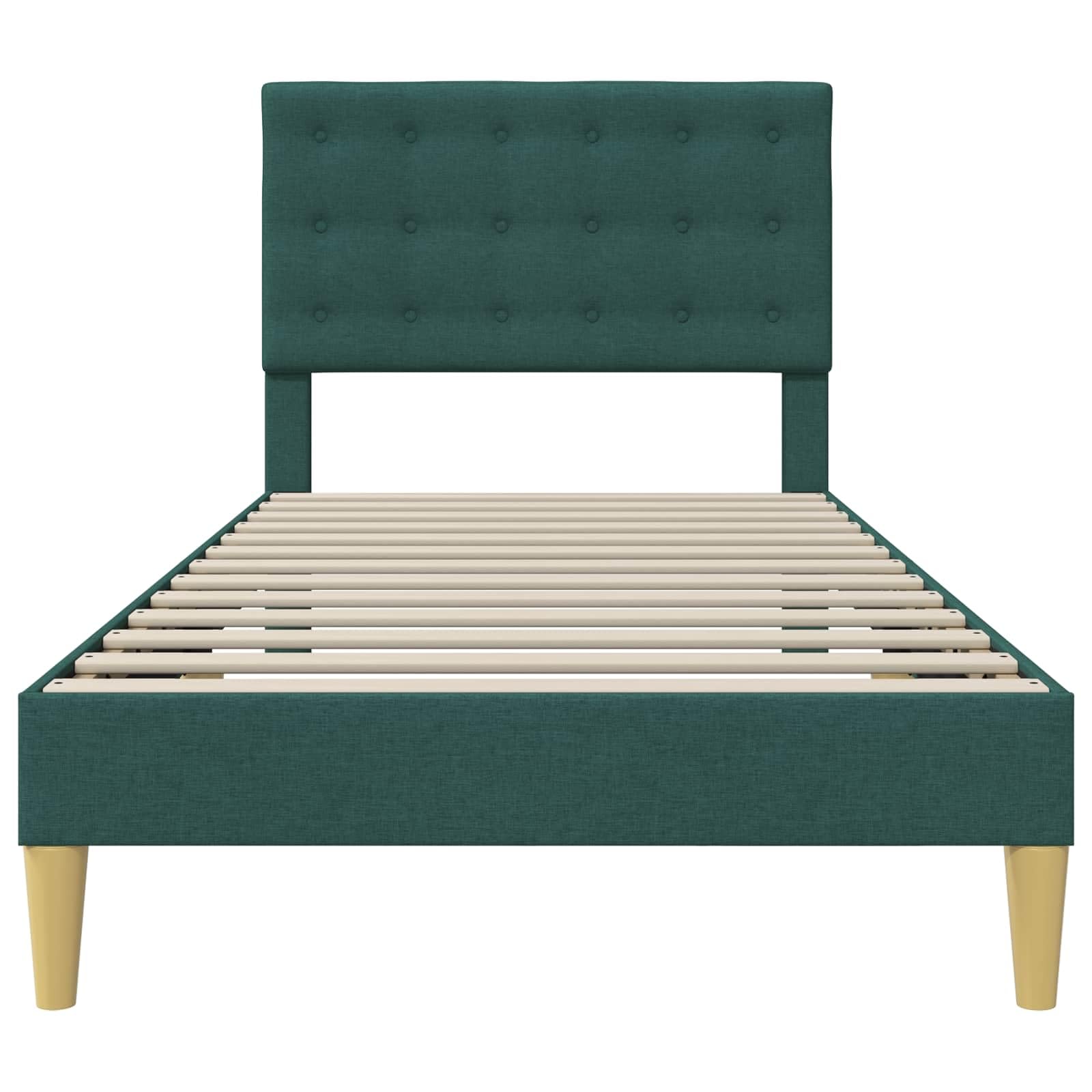 Rama de cama verde oscuro 90x190 cm tejido suave moderno minimalista con cabecero de contrachapado resistente a las manchas fácil de limpiar patas cónicas elegantes para dormitorio salón hogar
