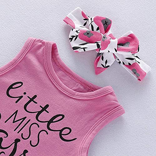 Image of Hipea Toddler Girl Outfits Floral Tops Sleeveless Tank Tops Shorts Headband Summer Clothes Set