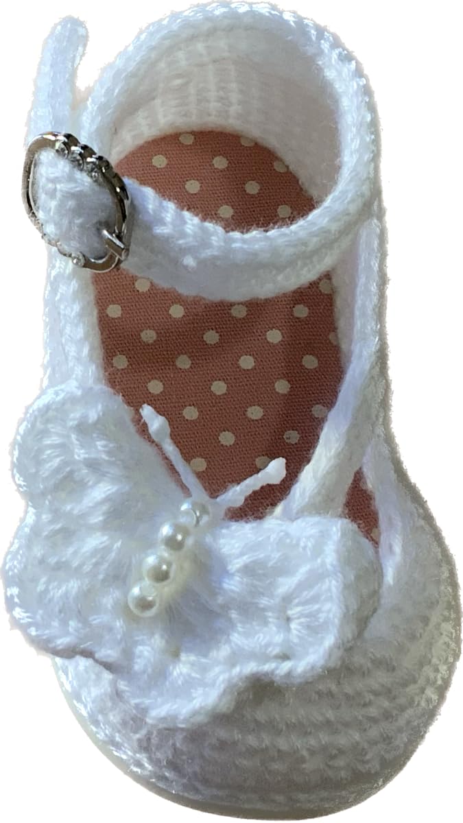 Scarpine Neonato all'Uncinetto, Bianco con Farfalla, Ballerina per Bambini con Farfalla, Personalizzate