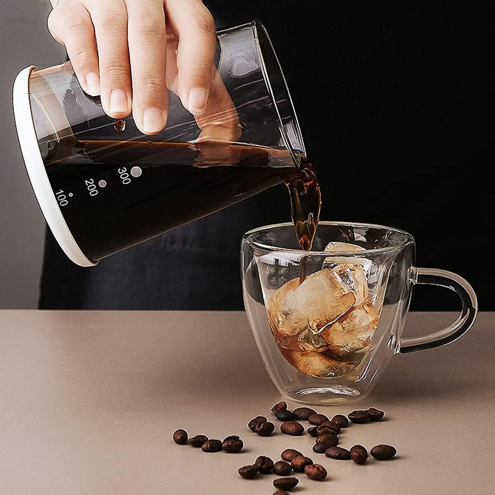 Ice Drip Coffee Maker with Adjustable Rate Dripper for Coffee and Tea, Cold Brew Coffee Maker with Stainless Steel Filter-14oz
