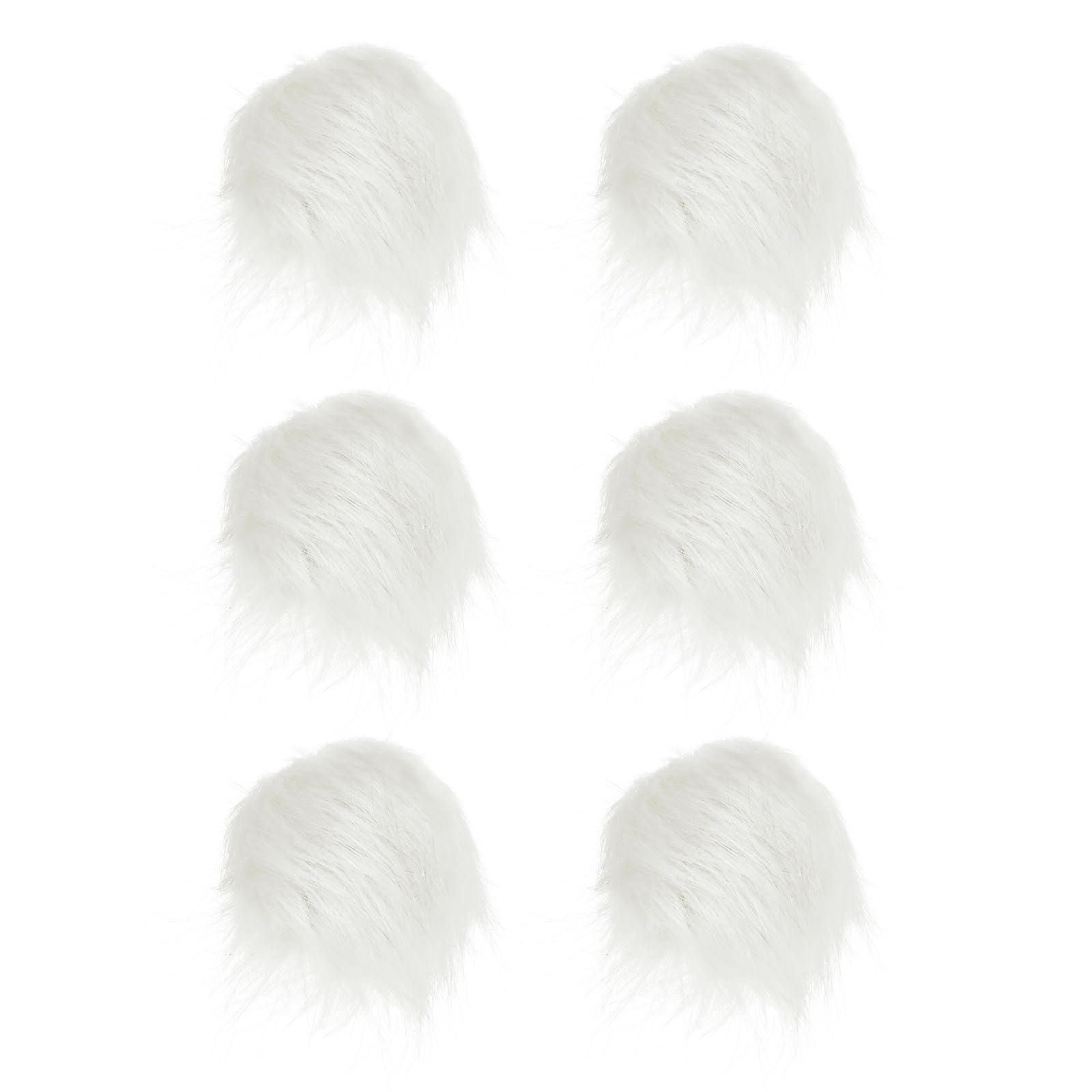 M METERXITY 6-Pack Faux Fur Pom Poms, 3.1 Inch/ 8 cm Soft Fluffy Pompoms Balls with Elastic Loop for Hats/Bags/Keychains/Knitting Accessories/DIY Crafts [White]