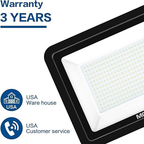 Miniatura 6 de MORSEN Paquete de 2 luces LED de 300 W, luces de seguridad superbrillantes de 30000 lm, enchufe certificado UL, luz de inundación impermeable IP66