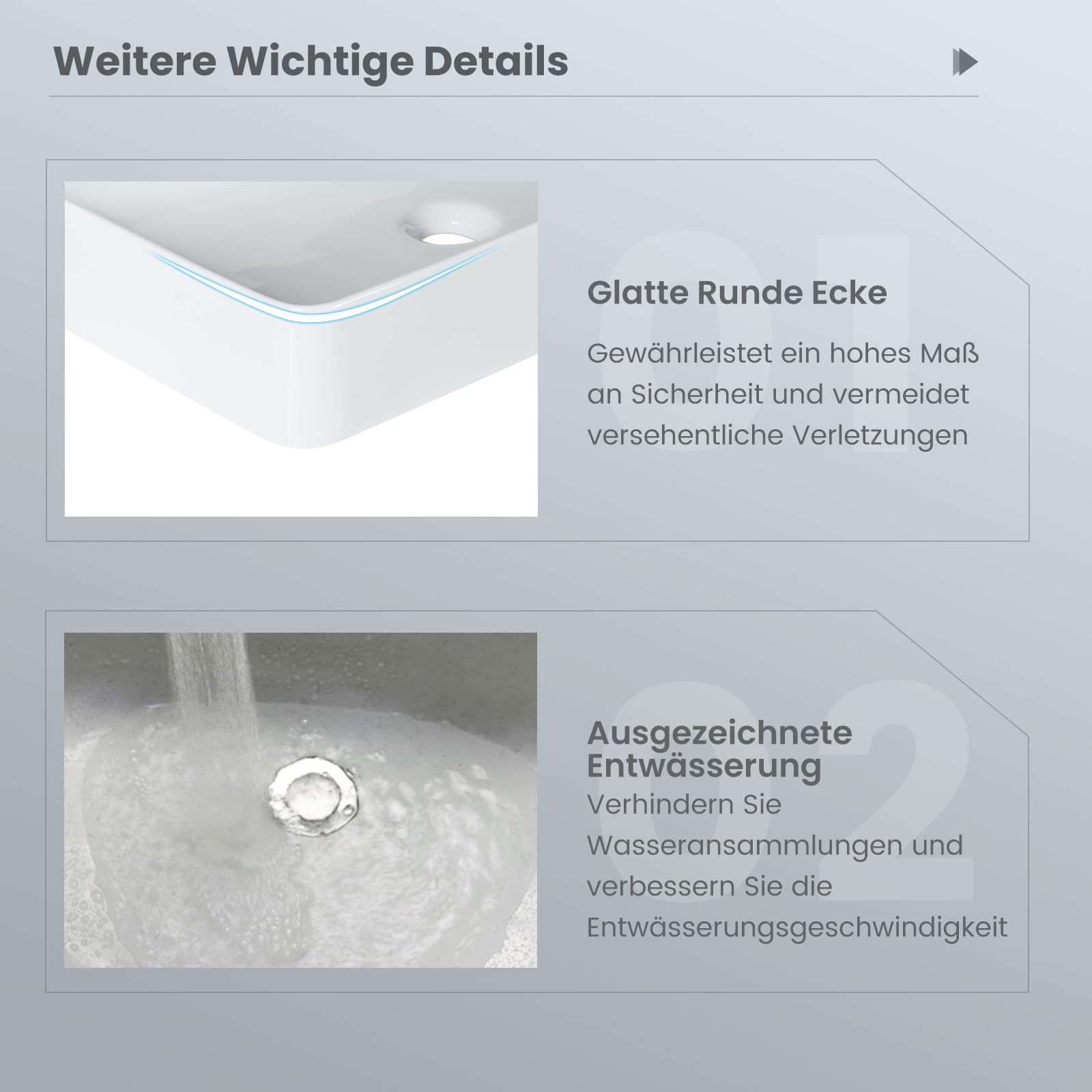 GOPLUS Keramik Waschbecken 60x35cm - Aufsatzwaschbecken Rechteckig Mit Pop-up Ablauf Für Bad & Hotel