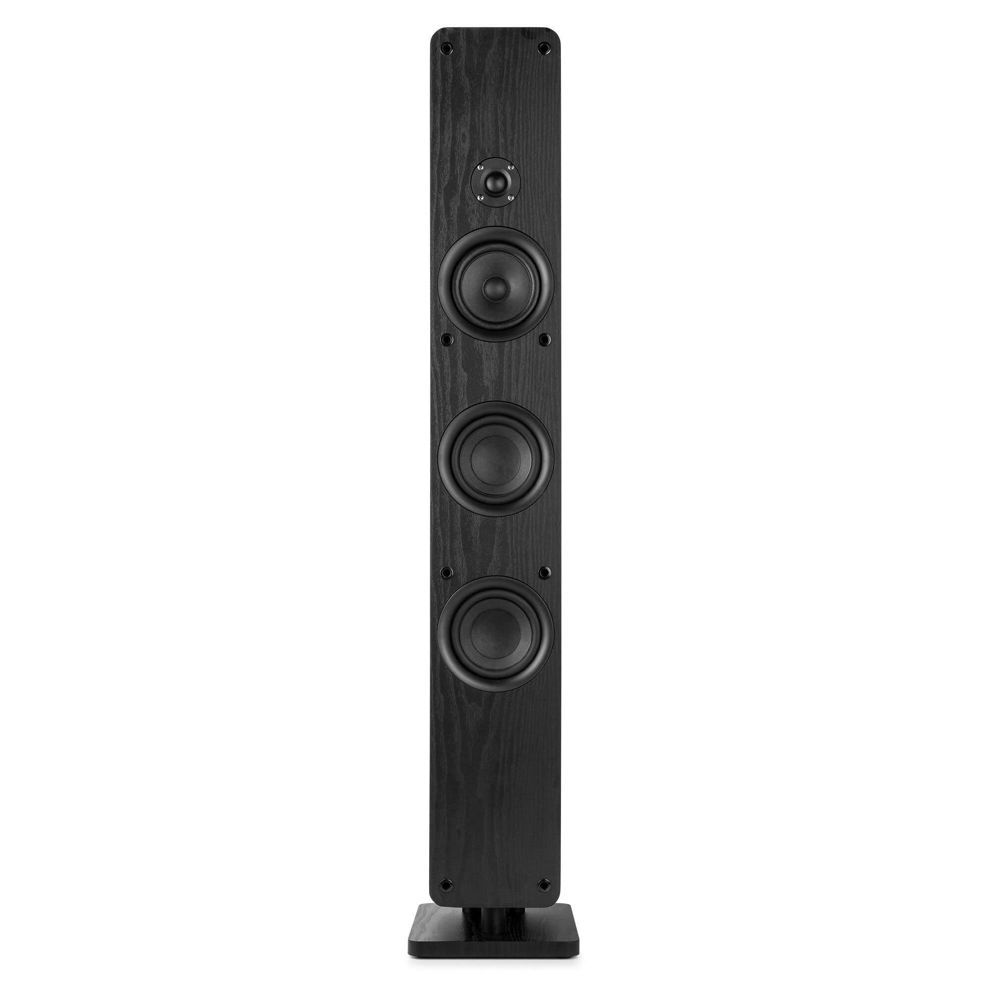 Audizio ARCO Tours de Son Hi-FI Stéréo 320W avec Amplificateur - Paire d’Enceintes Colonnes Noires, BT, USB et Optique - Installation Hi-FI Complète pour Salon, TV et Musique