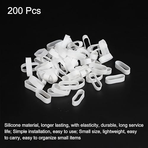 Miniatura 3 de PATIKIL Bandas de goma de silicona, 200 piezas antideslizantes de 1 pulgada, color negro plano para envolver cables, envolturas de bolsas, arte