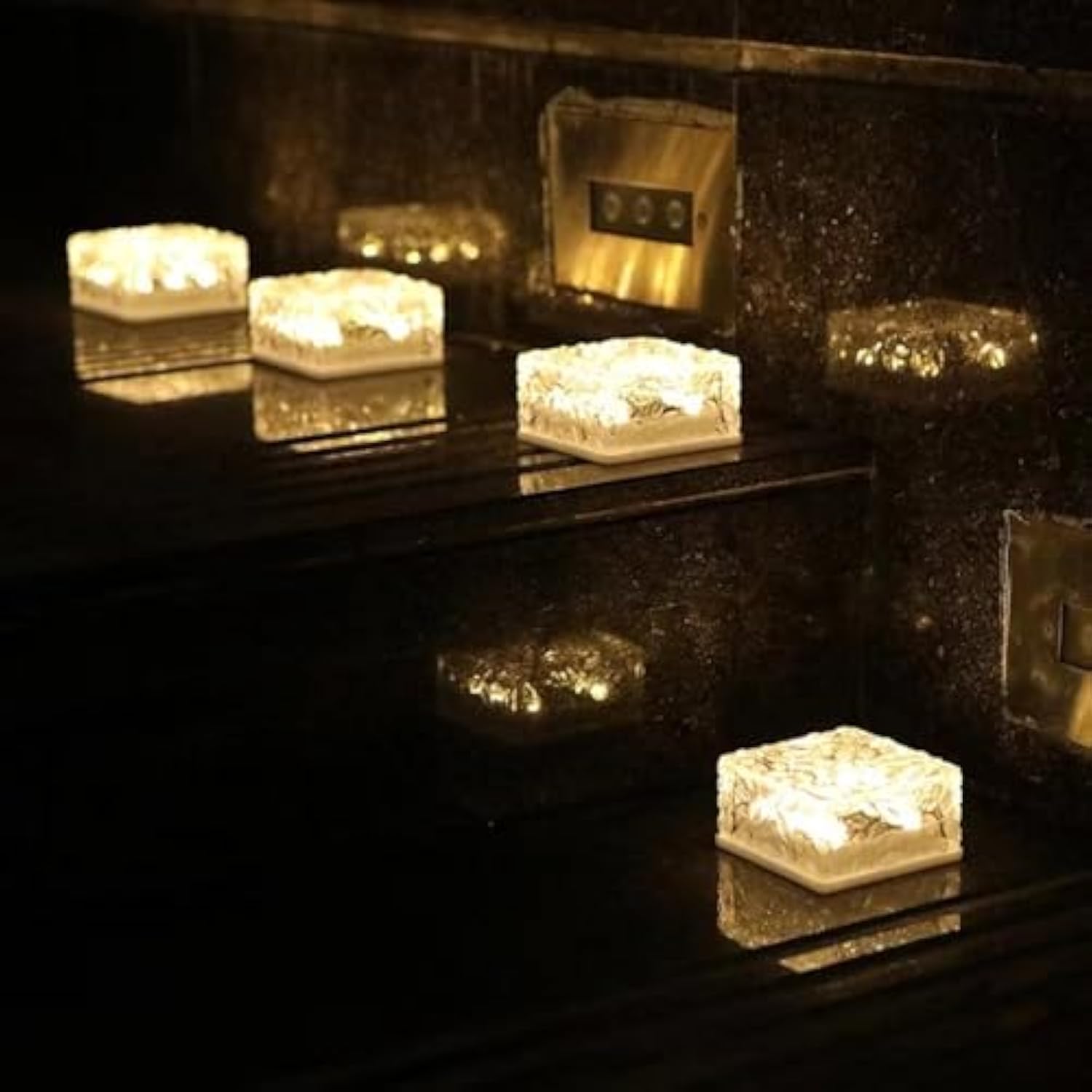 VINAUDSolar Lights Outdoor Waterproof LED Rock Lights Brick Lights Pavers Lights Landscaping Lights for Garden, Patio, Pathway, Yard Decor(Warm White 4Pack)