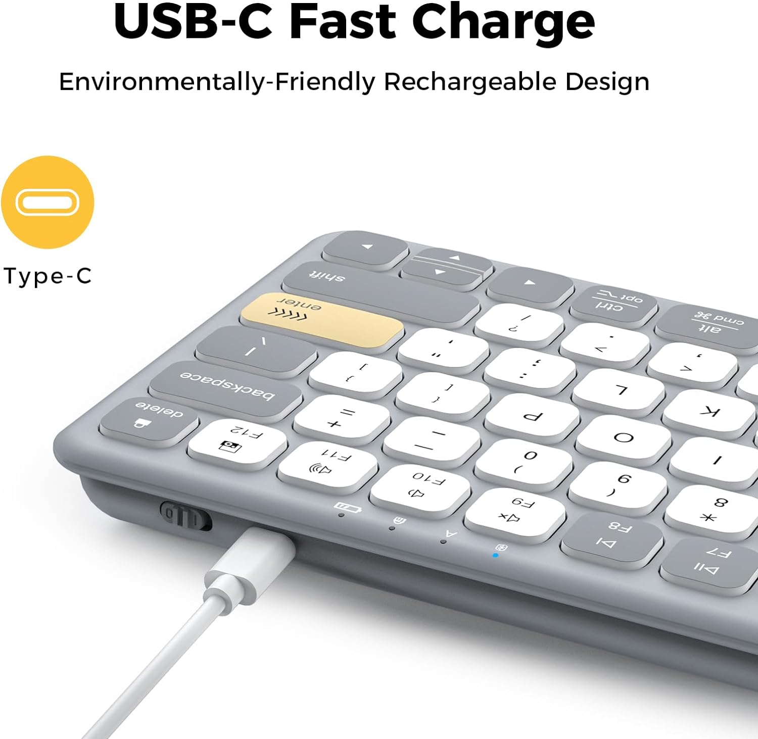 USB-C Charging Port on iClever BK50 Keyboard