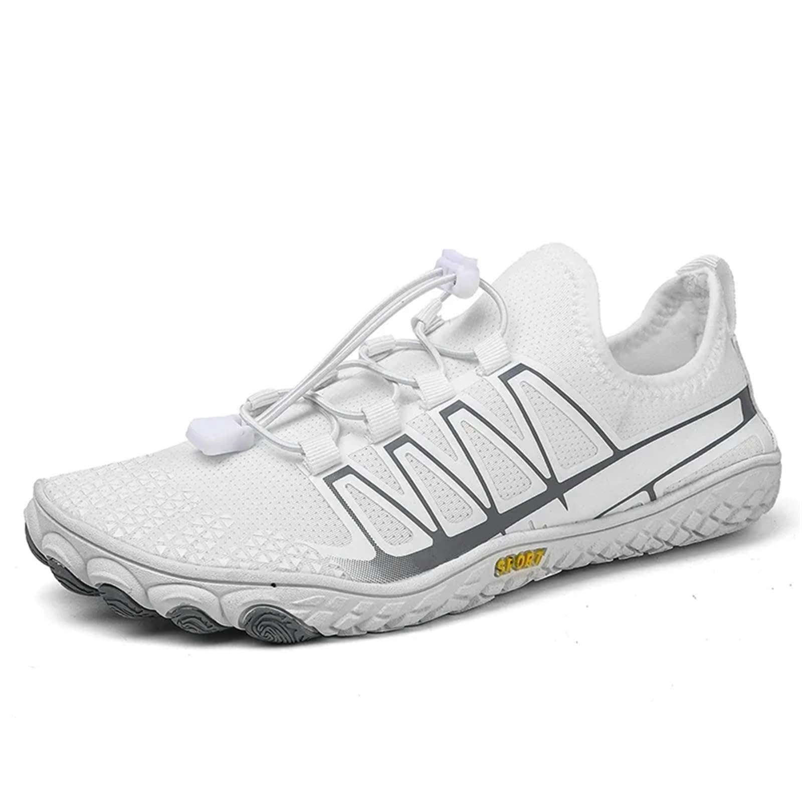 Barfuss Schuhe Damen Männer Strandschuhe Frauen Barfuß Wasser Schwimmen Fitness und Training Schuhe Sommer Outdoor Watschuhe Große Größe(White,50)