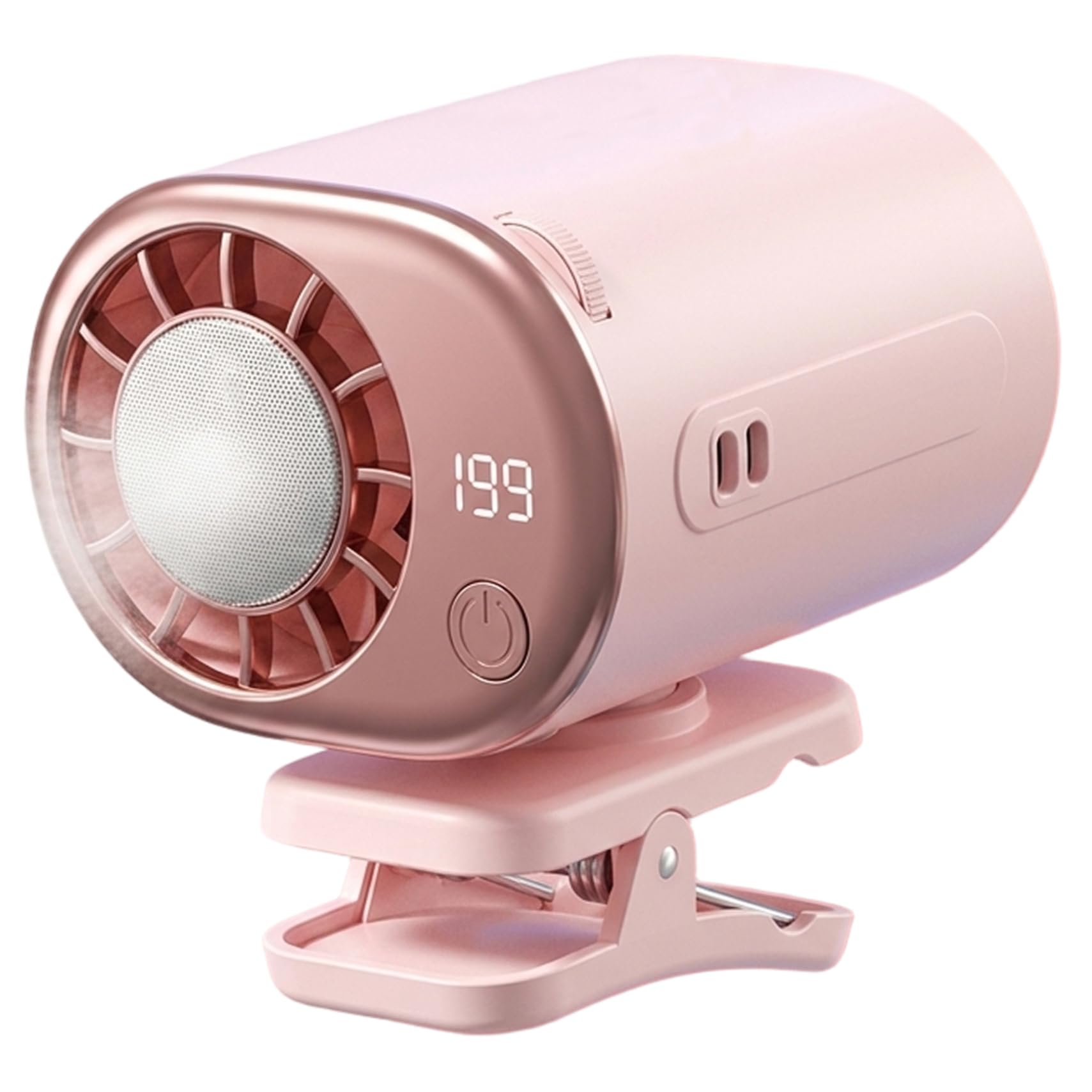 Ginwrek Car Fan Clip On Fan for Car Clip On with LED Display, 360° Rotation, 199 Speeds & Semi-Cooling, USB Rechargeable, Wide Clamp for Desk & Vent