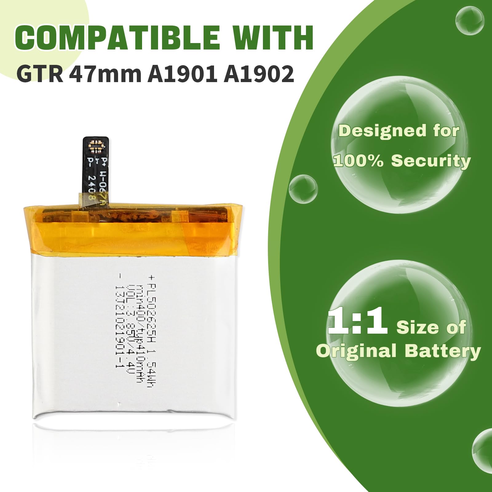 410 mAh nowa bateria zastępcza PL502625H kompatybilna z Watch GTR 47 mm A1901 A1902 Smartwatch bateria zamienna z zaktualizowanym zestawem narzędzi naprawczych