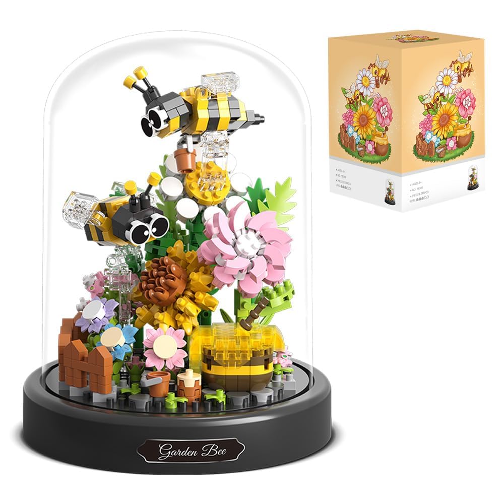 Sponsored Ad – Flower Bouquet Bee Building Set, Bonsai Tree Building Kit with Dust Cover, Birthday Gifts for Boys and Girls，588 Pieces Micro Bricks