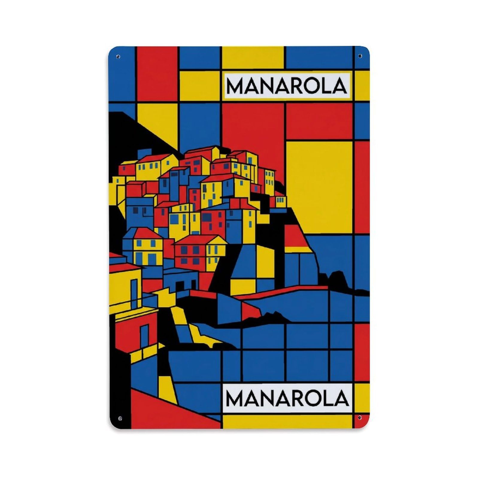 Huiyhb 8X12inch(20X30cm) Vintage Travel Manarola Italy De Stijl Metal Tin Sign