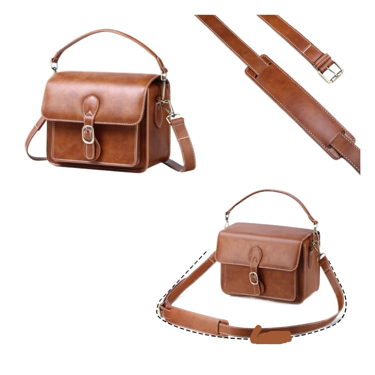 Borsa a tracolla for fotocamera for compatta Impermeabile retrò compatibile adatta for Canon for Nikon for Sony SLR DSLR obiettivo for Mirrorless marrone(M Brown 2.0 Leather)
