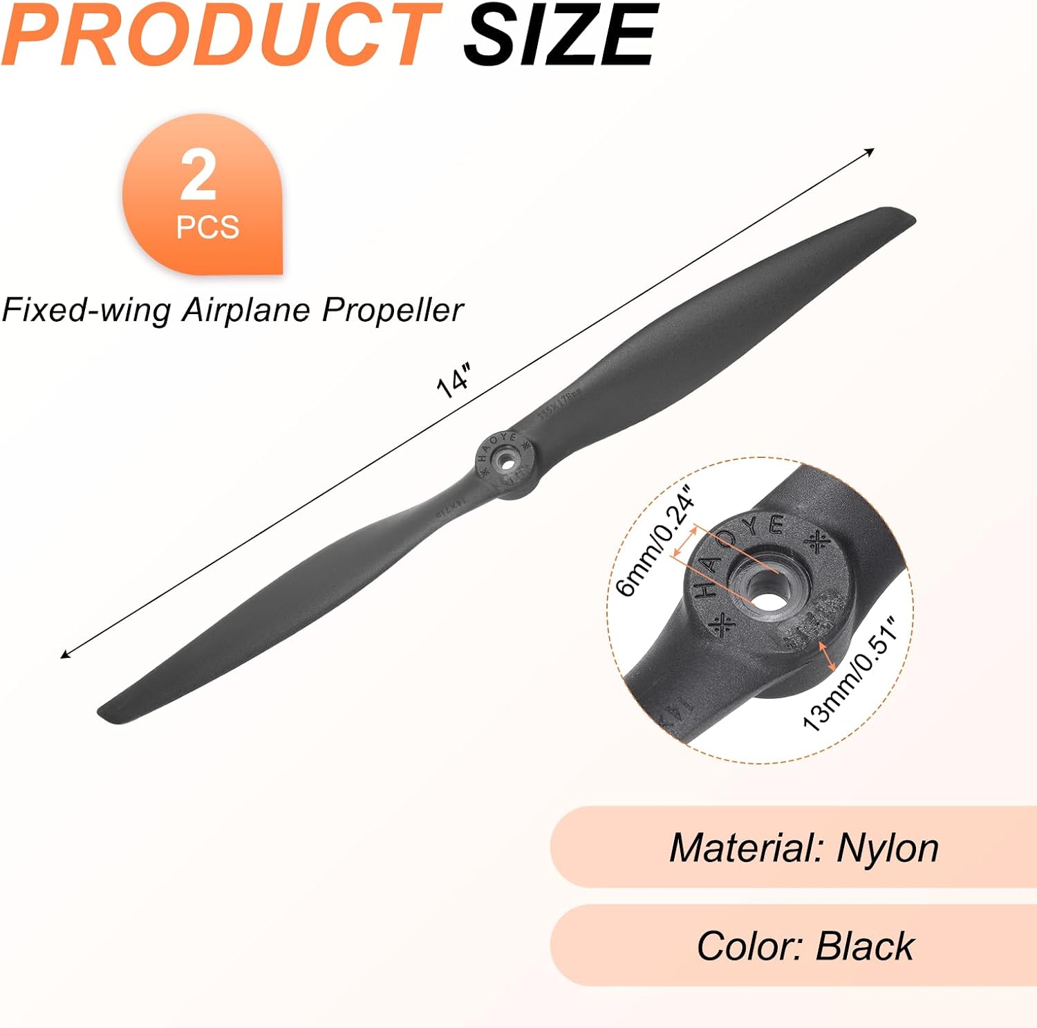 MECCANIXITY 2 Pcs 14x7 Inch Propeller RC Propellers 2-Vane Blades Props for Lightweight Drones Motor Special Prop Accessories, Black