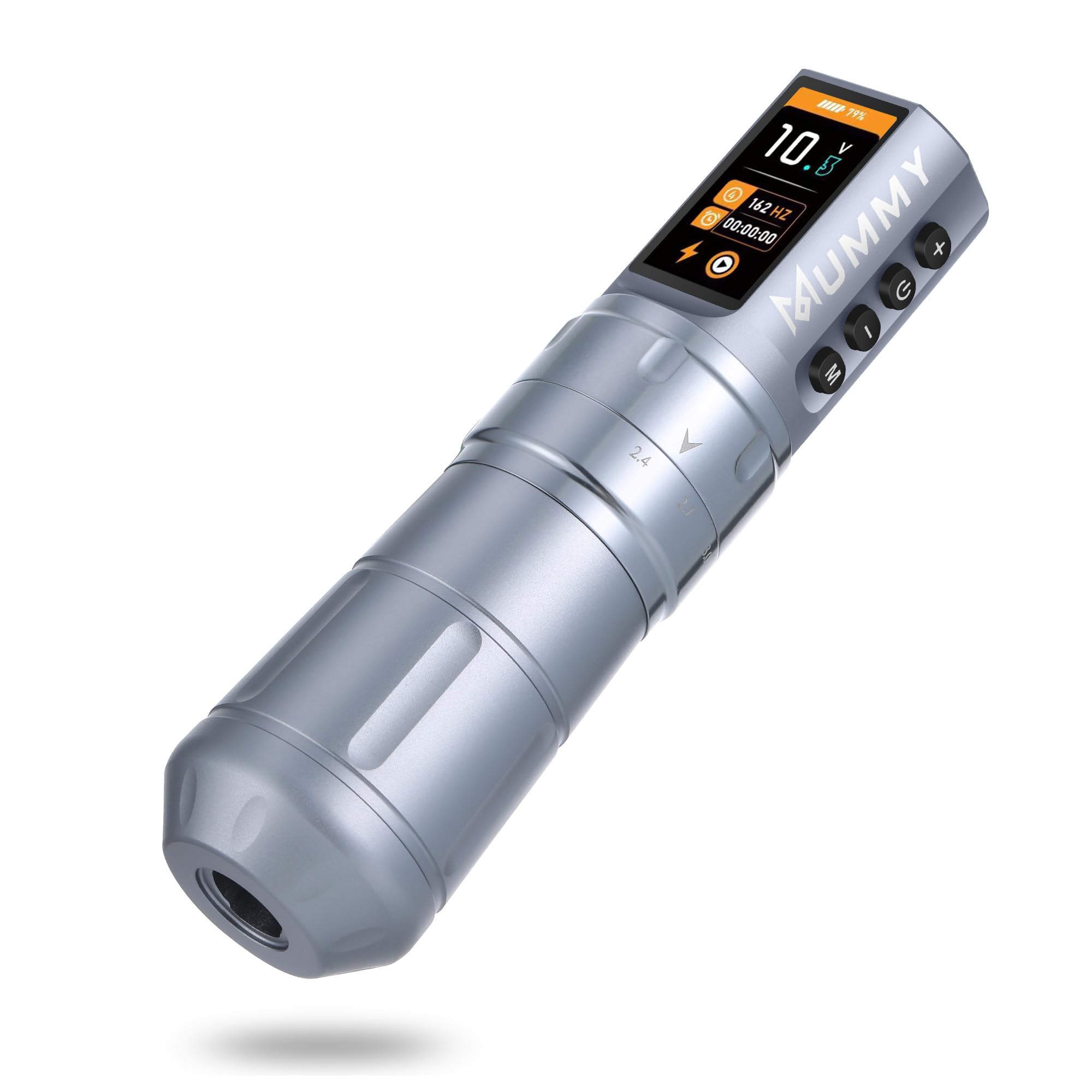 Mummy Scepter Tattoo Machine Pen with Adjustable 7 Strokes 2.4,2.7,3.0,3.3,3.6,3.9,4.2mm 1800mAh(Single Machine) (grey)