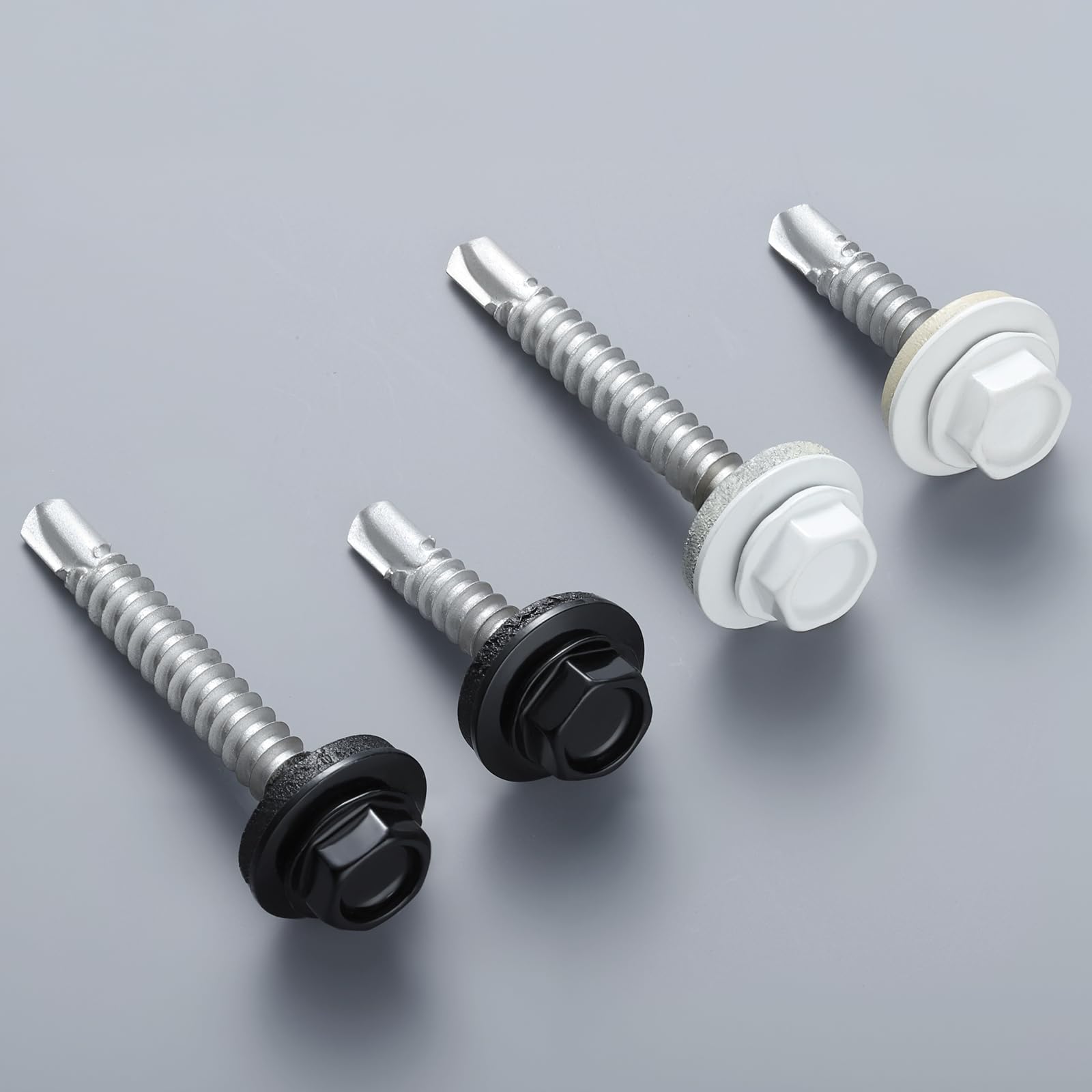 Tornillos de metal para techos de 1 pulgada, cabeza hexagonal con revestimiento Ruspert negro, arandela EPDM, autoperforantes de metal a madera, con broca hexagonal (3 libras, 304 piezas)