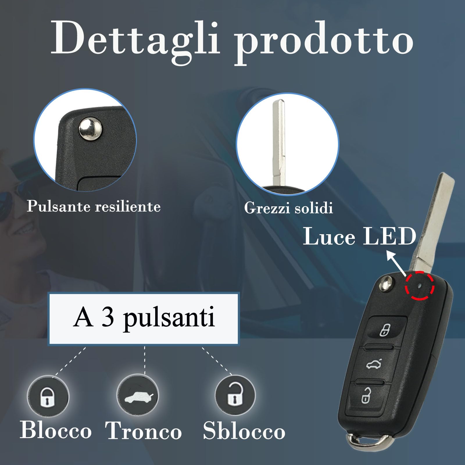SUPALAND 2 Pezzi Telecomando Chiave Auto con Lama per VW Polo Golf Eos MK6 Beetle Passat Touran Caddy Sharan Jetta Copri Chiave