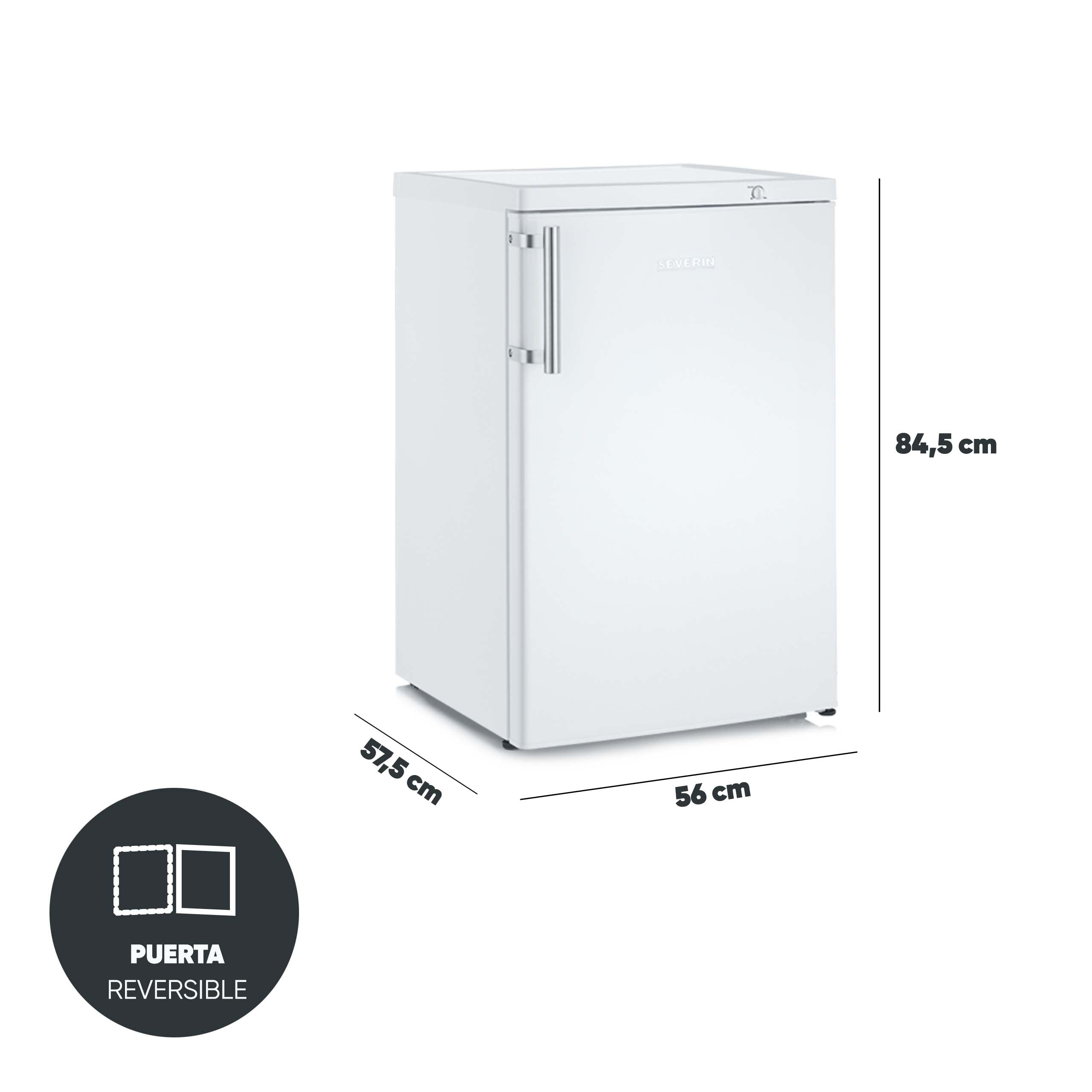 SEVERIN Congelador pequeño vertical, 85 l, mini congelador de 4*, 3 cajones, bisagra de puerta reversible, enfría de -14 a -30°C, silencioso, 38 dB, blanco, GS 8865 [CEE C]