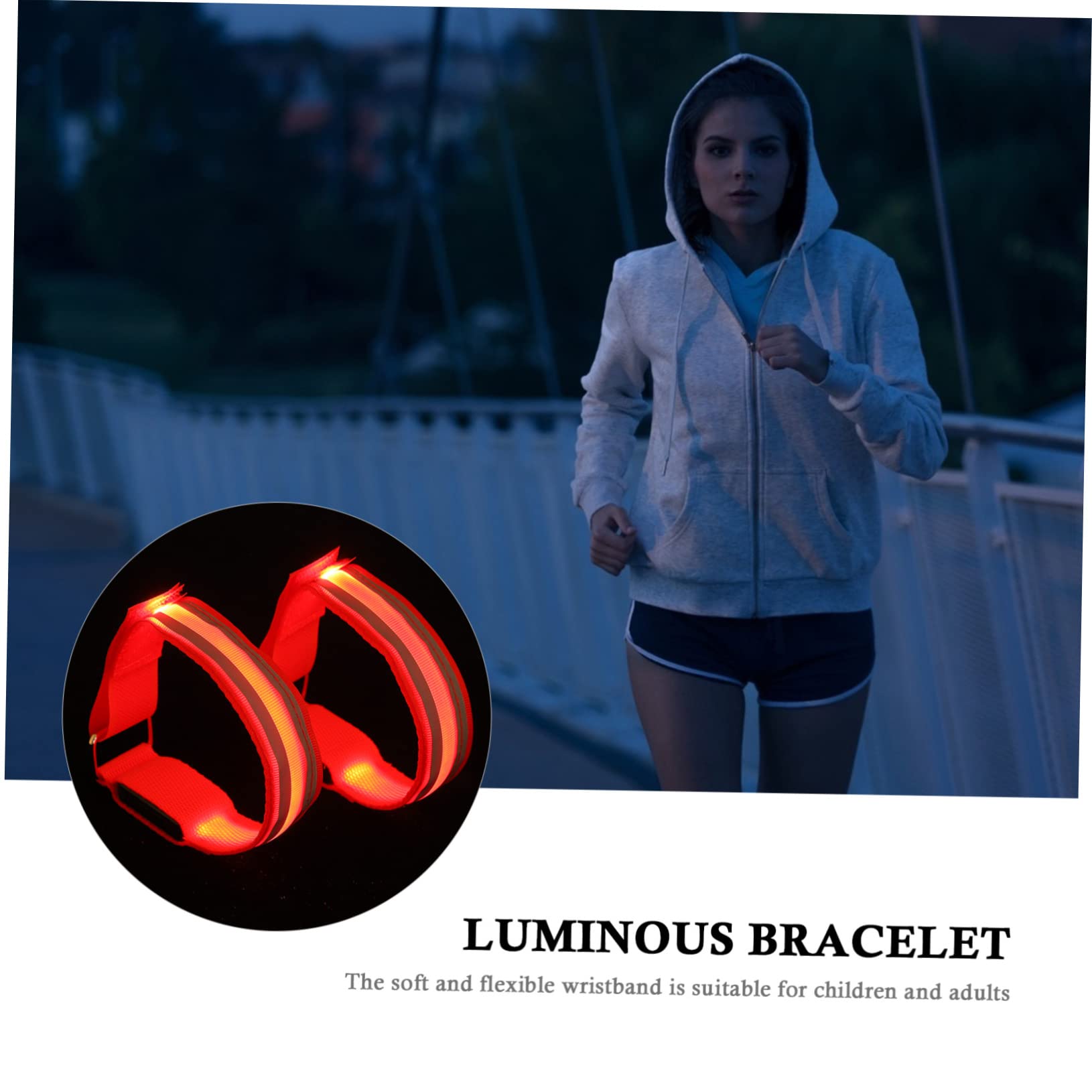 Toddmomy 6piezas Brazaletes Led Luminosos Recargables para Correr y Actividades Al Aire Reflectantes y Ligeros para Seguridad La Noche