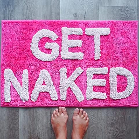 Get Naked Bath Mat Hot Pink Funny Cute Bathroom Rugs Magenta Peach Dark Pink Rug Shower Funny Bathroom Decor for Girls Women Fun Cute Bath Mat Non-Slip Washable Bath Mat College Apartment Decor Cover