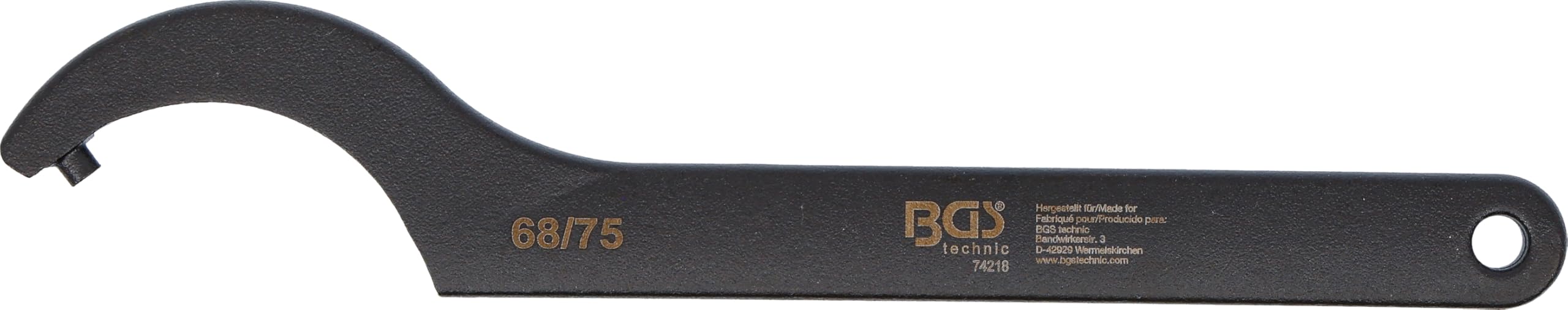 BGS 74218 | Llave de gancho con espiga | 68-75 mm
