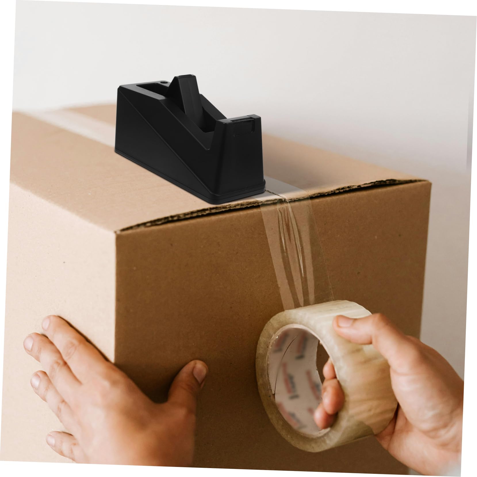 SECFOU Kunststoff Großer Schreibtischabroller Klebebandabroller Standsicherer mit Großer Kapazität Schnell Schneidend für Verpacken und Kartons
