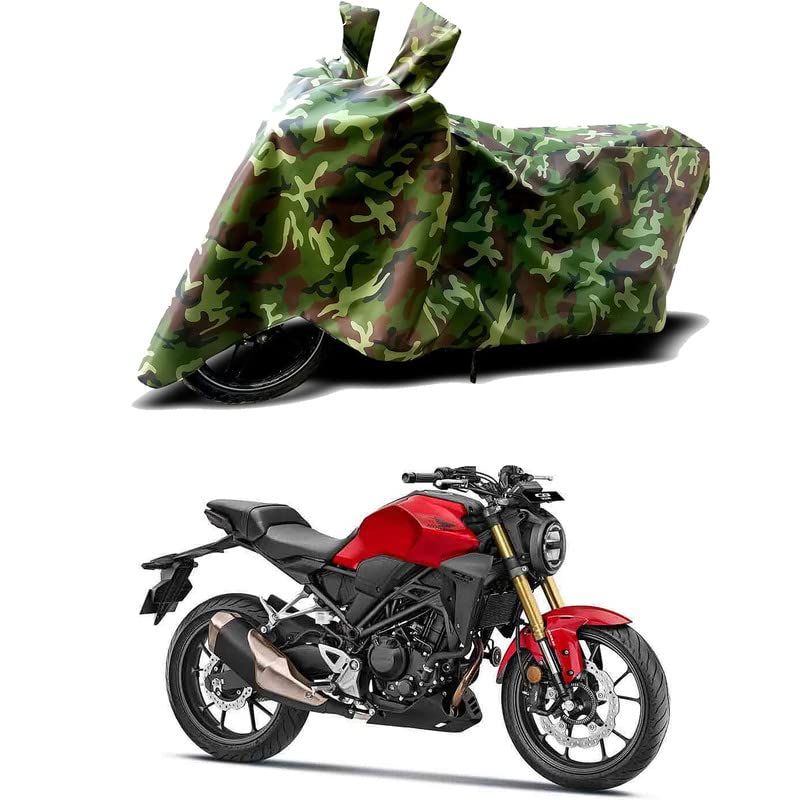 Image of 100% Water Resistant Full Bike Scooty Two Wheeler Body Cover Compatible for Honda CB300R /UV-Rays /Heat Protection /Birds Dropping /Scratchproof /Dust Proof /Waterproof /All Varients[Green MJ]
