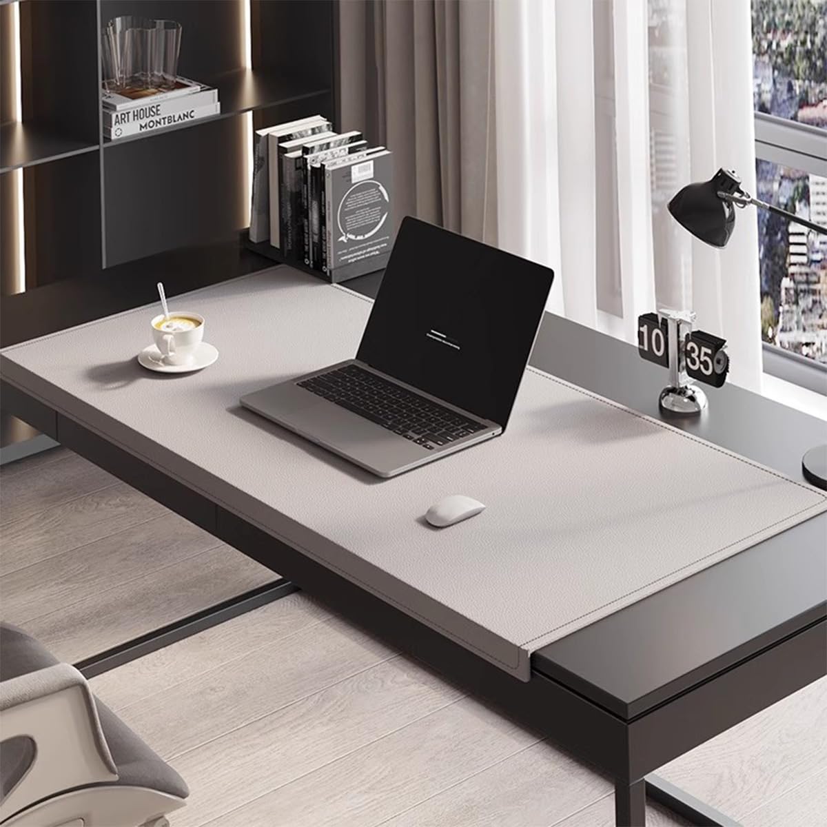 Edge-Locked Non-Slip Desk Pad with Edge Protector, Leather Office Table Protector Mouse Mat for Laptop Keyboard, Waterproof Smooth Writing Mats (Gray,70x35cm) โ image 1