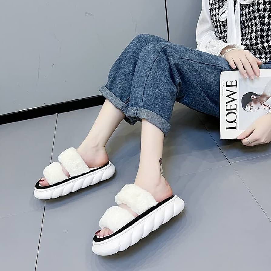 Amazon.co.jp: 外国貿易-女性用人工ウールスリッパ,秋冬用の厚い