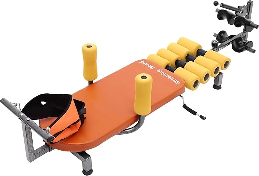 Inline Back Stretch Bench with Cervical Traction Back and Neck Decompression Devices Body Back Stretch Bench Lumbar Spine Cervical Traction Bed for Tension Relief, 286.6lbs Weight Capacity