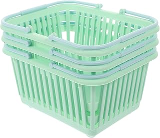 STOBAZA Plastic Basket, 3-Piece Set, Green, with Handles, 150-Pound Capacity, Ideal for Bathroom, Kitchen, Pantry, and College Storage