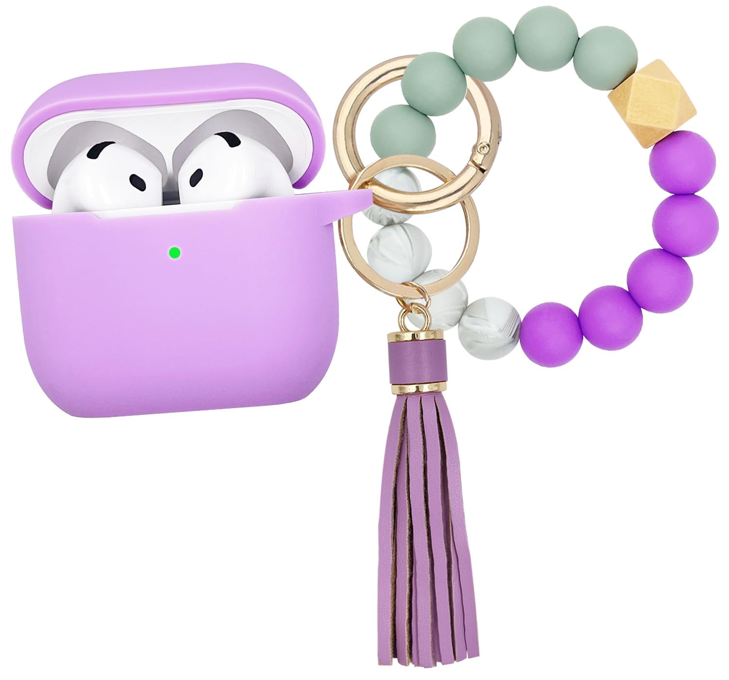 KOUJAON Compatible with AirPods 4 Case Cover, Soft Silicone Protective Cover with Bracelet Keychain, Compatible with Apple AirPods 4th Generation