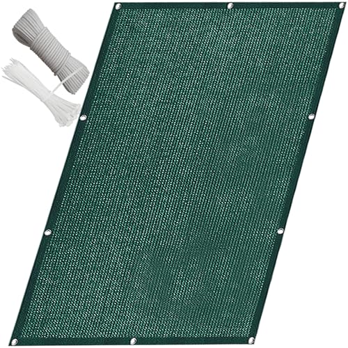 QINLIQIN Balkon Sichtschutz Wetterfest 160 x 160 cm Balkon Sichtschutz Zaunblende Uv-Schutz Wind Und Wetterfest mit Befestigungsschnur Kabelbinder für Wohnungsgeländer, Dunkelgrün