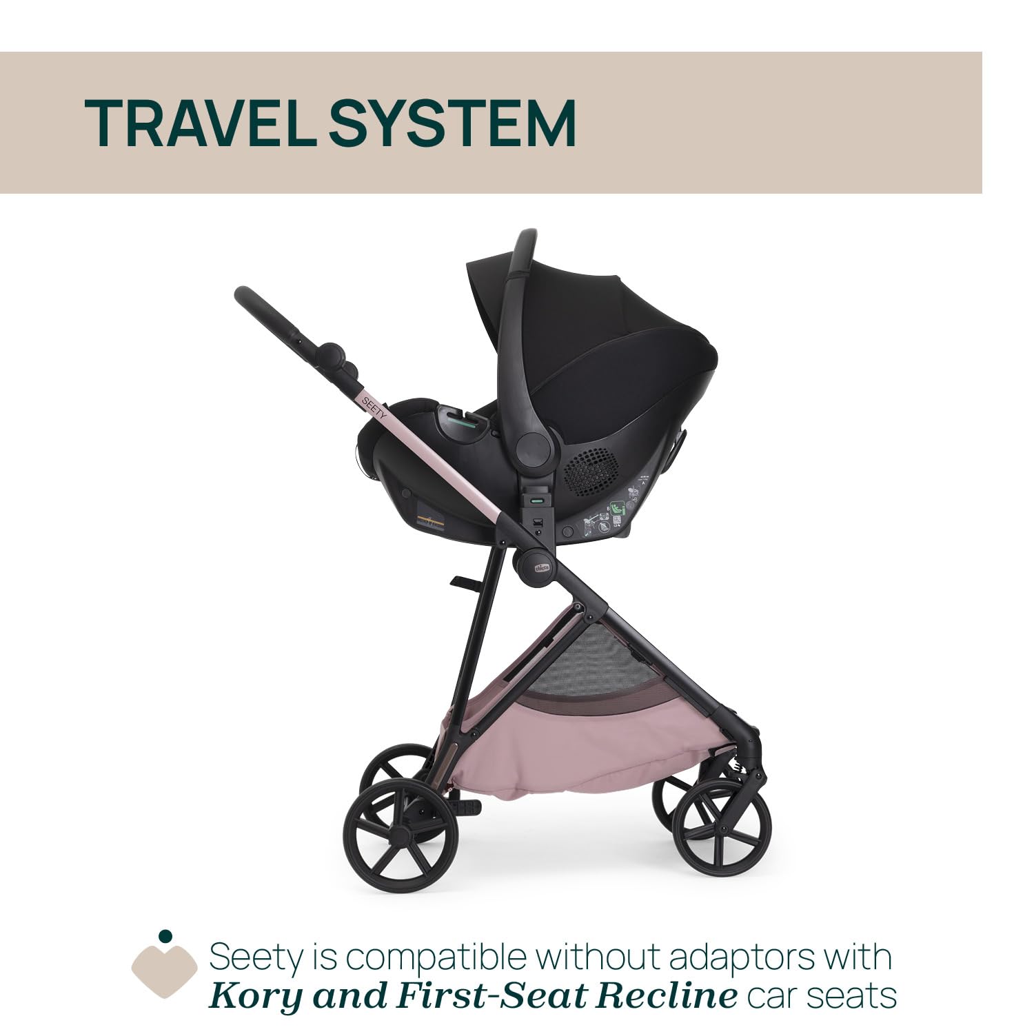 Chicco Cochecito Seety, Cochecito Ligero y Compacto De 0 Meses a 4 Años, Capacidad Máxima 22 kg, Cochecito Plegable,Respaldo Reclinable,Cierre Automático con 1 Movimiento, Capota Parasol y Cubrelluvia