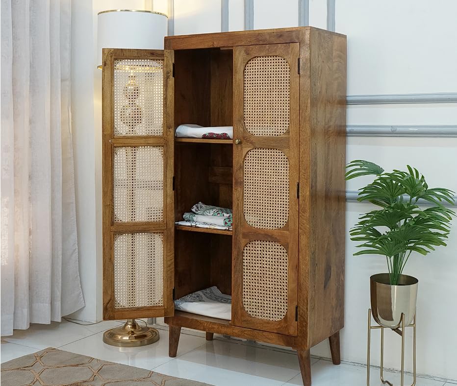 Image of Mango Wood 2 Door Wordrobe for Home, Bedroom, Hotels, Guest House (30x16x60 inch)