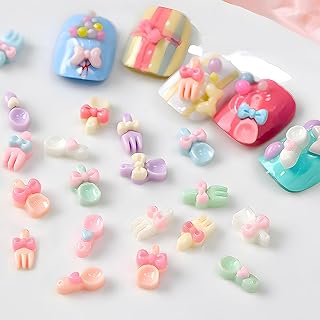 150 Pcs Colorful Resin Bow Fork Spoon Shove Tableware Nail Charms Bulk Cute Mini Shoves Forks Spoons Charms For Nails Design 3D Cartoon Bowknot Dinnerware Nail Charm Nails Supplies Nail Accessories