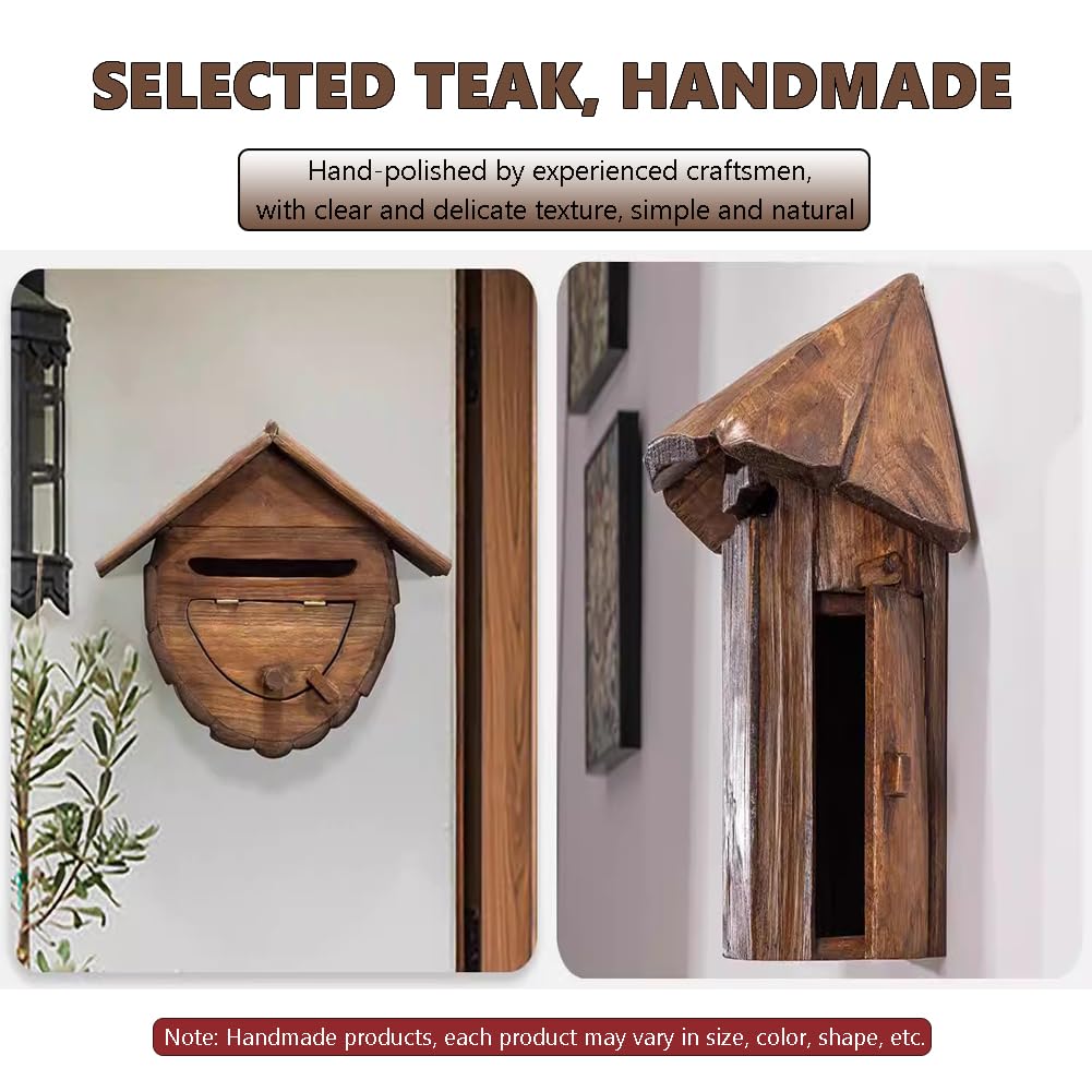 Buzón de pared de madera con diseño clásico para uso en exteriores