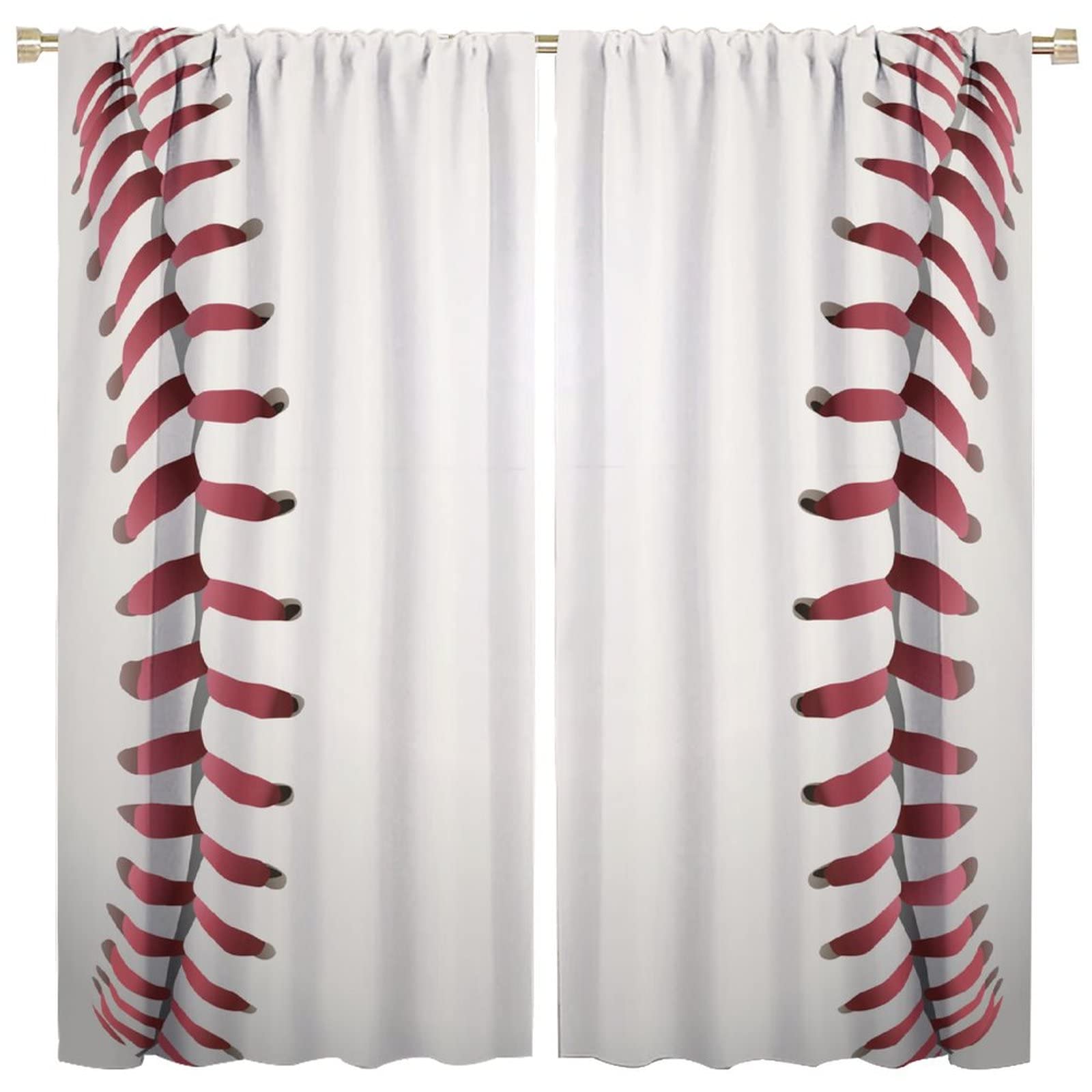 JESTRONRY Boys Sports Curtains,Red Baseball Texture Background Illustration Window Treatments Curtains for Living Room Kids Teens Bedroom Decor W84xL84in