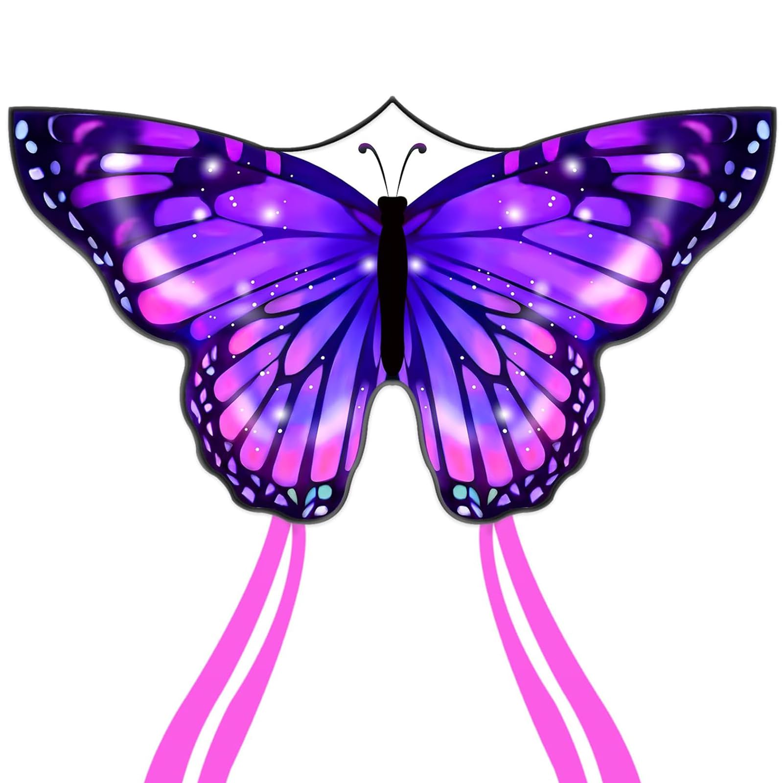Flying Hoofer Large Butterfly Kite for Adults and Kids Ages 4-8 & 8-12 Easy to Fly, 55''X28'' Single Line Kite for Outdoor, Park or Beach.(Purple)