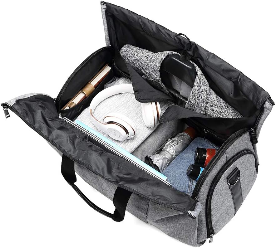 Business Travel Duffle Bag Garment Bags Oversized Flight Bag Weekender Travel Suit Bag 55L Super Capacity Travel Bag (Gray)