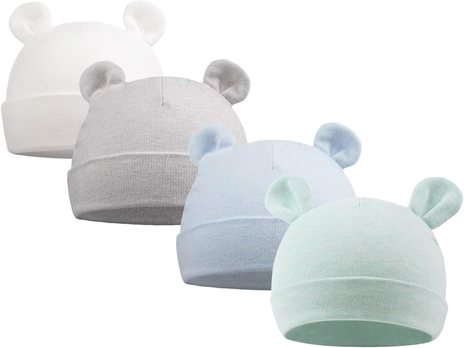 XIAOHAWANGOriginal Cotton Newborn Beanies Striped Cute Baby Hat for Boys Girls Bear Ears Infant Beanie