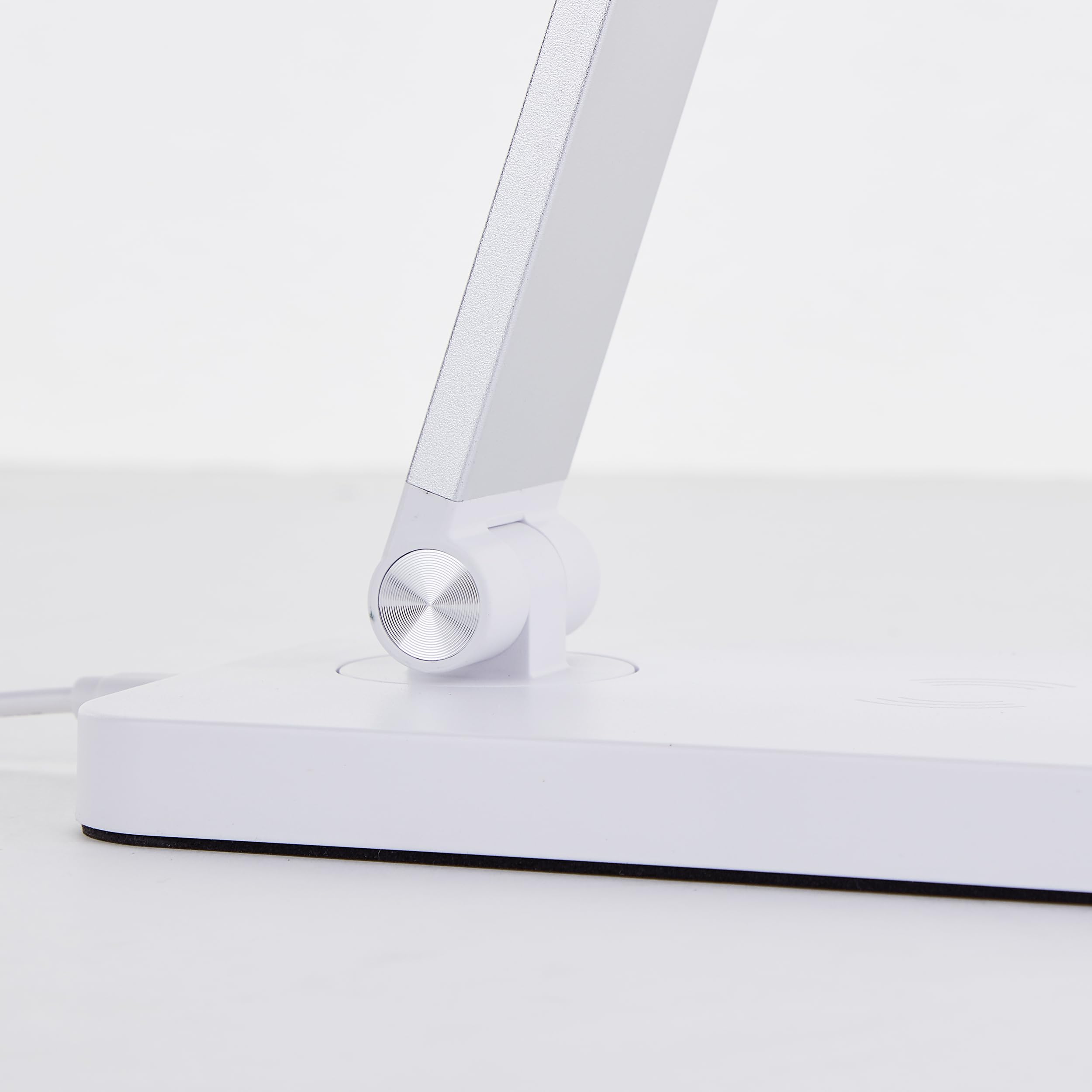 Lightbox Lampada da tavolo LED con CCT (2700-6500 K) e ricarica wireless e | Lampada da tavolo LED, ricarica wireless, dimmer a 3 livelli, USB, CCT, bianco