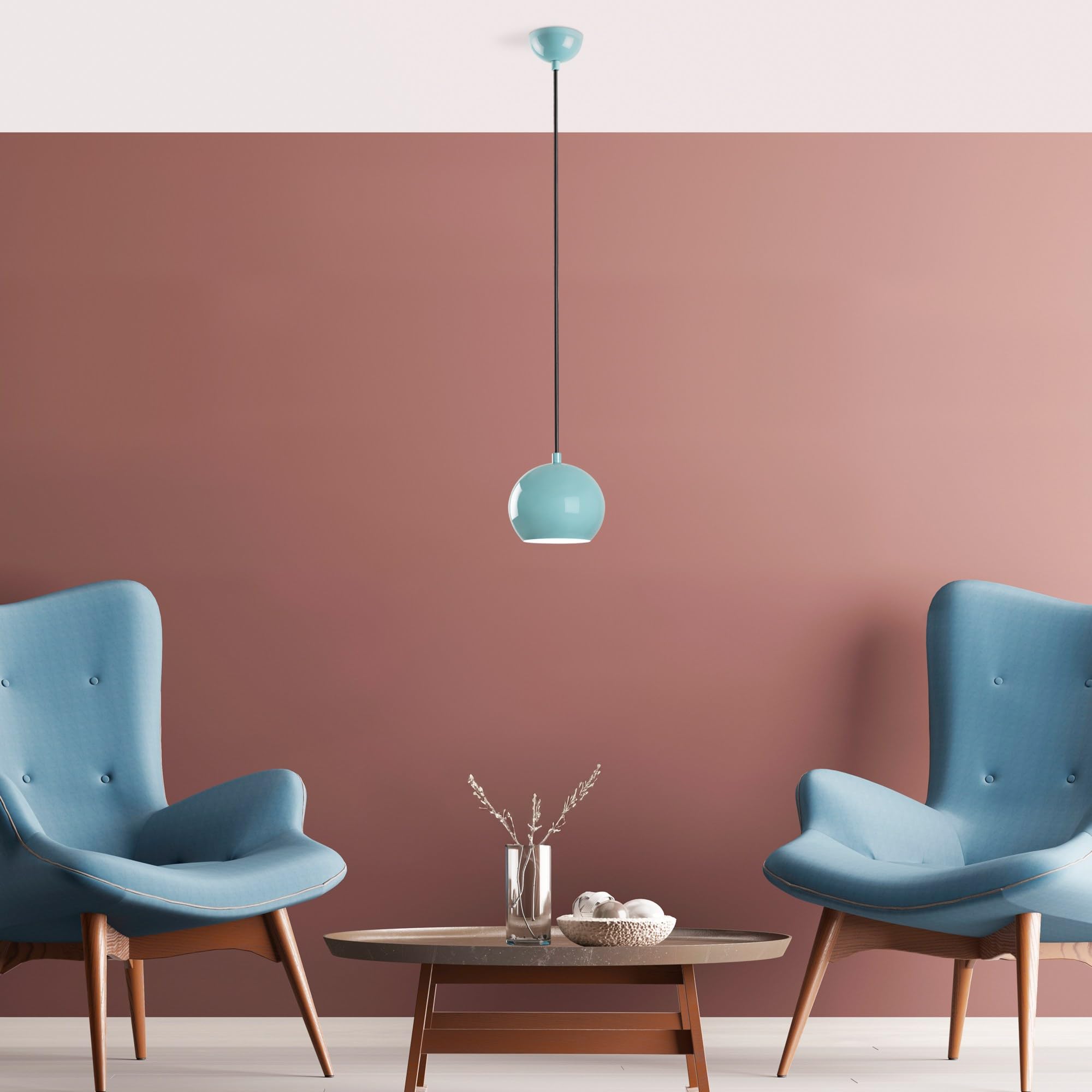 Lustre turquoise réglable Opviq : la solution pour éclairer les plafonds hauts et bas