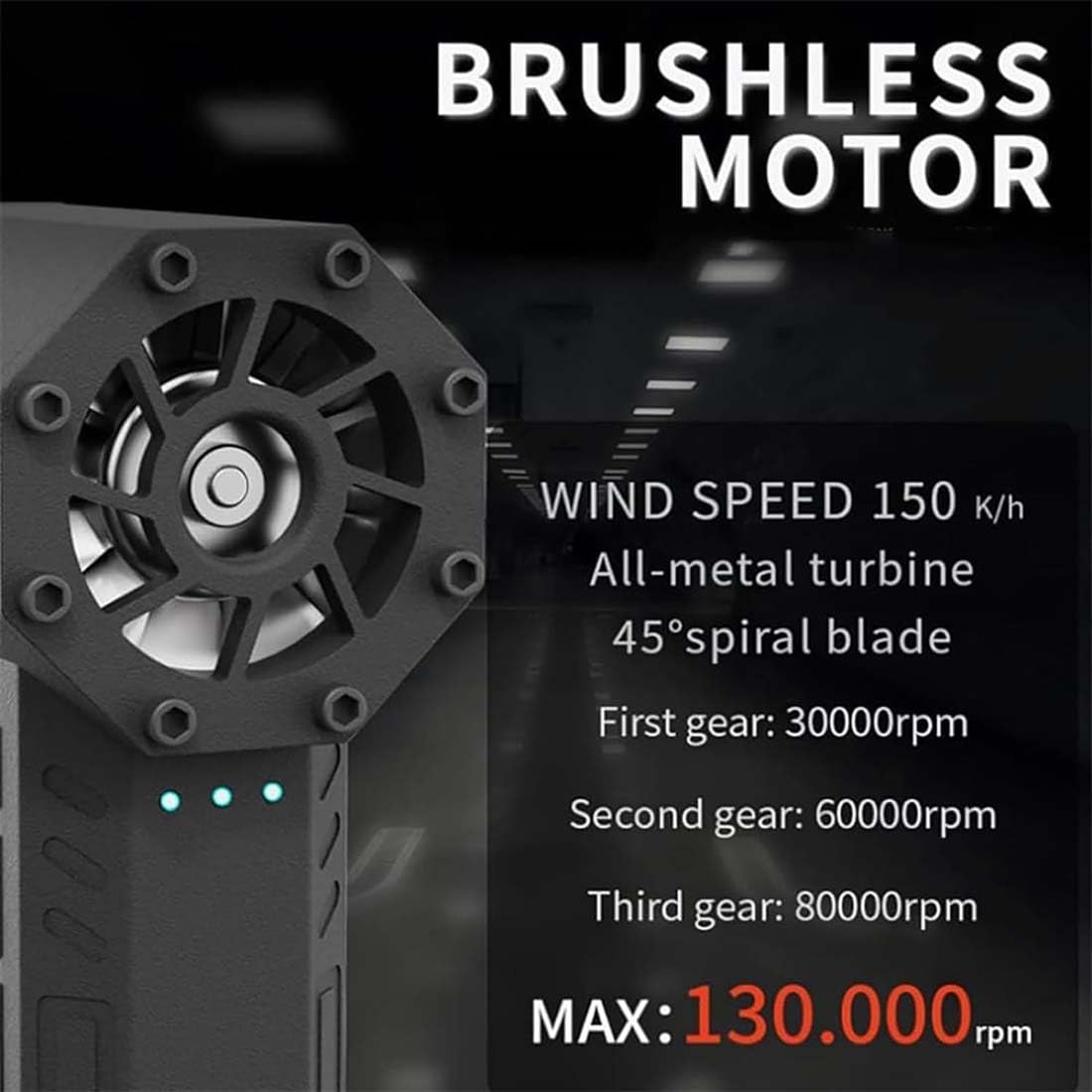 Ac-27 Air Duster, 2025 Verbeterde 130000 tpm elektrische luchtstofzuiger, Ac -27 Duster, Ac-27 Turbo Ventilator, Ac-27 Blower, Auto Droger Luchtventilator, Oplaadbare Draadloze 120w High Power Air