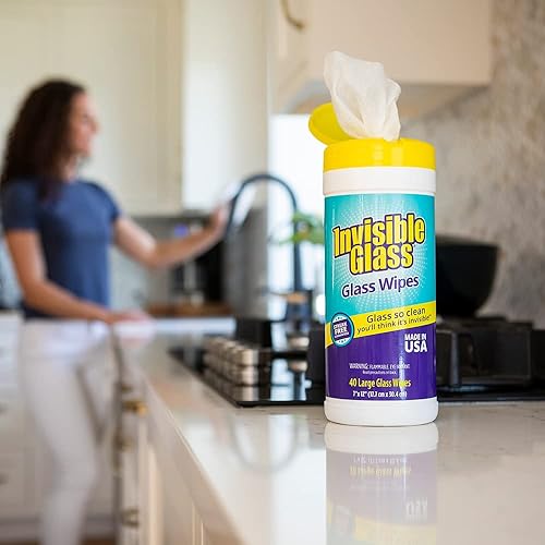 Miniatura 10 de Invisible Glass 90160-6PK 40 toallitas de limpieza de vidrio sin pelusas, perfectas para espejos, ventanas, parabrisas para el hogar, automóvil y