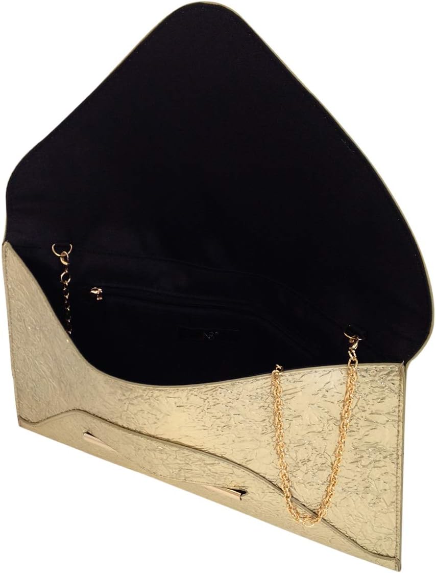 JNB Crushed Metallic Envelope Clutch