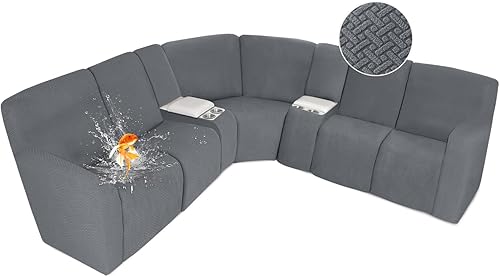 Miniatura 9 de ALIECOM Fundas 100% impermeables para sofá seccional reclinable en forma de L, funda elástica para sofá seccional reclinable de esquina, protector