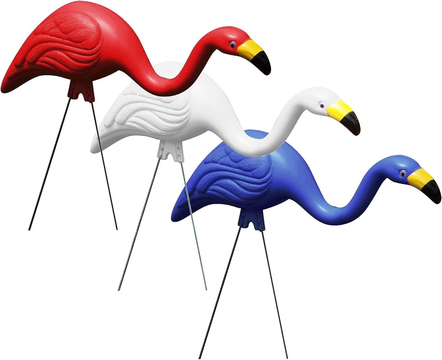 Bloem Red White & Blue American Mingo Flamingo Yard Stakes (Bulk G3-12), 12-Pack, 25"