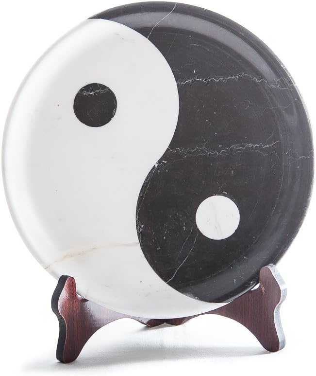 Yin Yang Decorative Plate Bowl China Unique Marble Natural Stone 60% OFF. End of April., white black, 30 x 3 cm